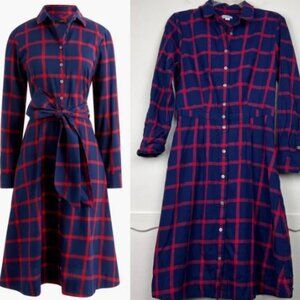 NWT Womens J. Crew Plaid Flannel Fall Shirt Long Sleeve Dress Size 12